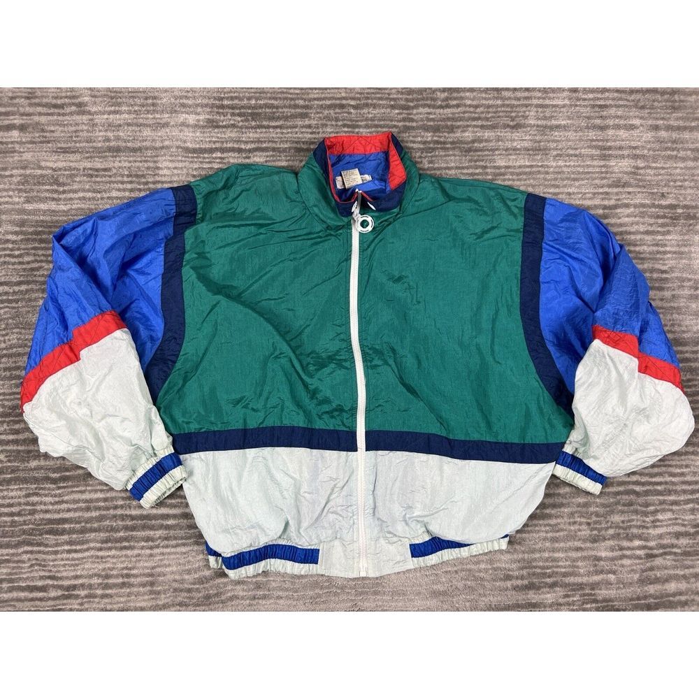Vintage Euro Joy Windbreaker Track Suit Jogger Medium Colorblock Longsleeve 80s